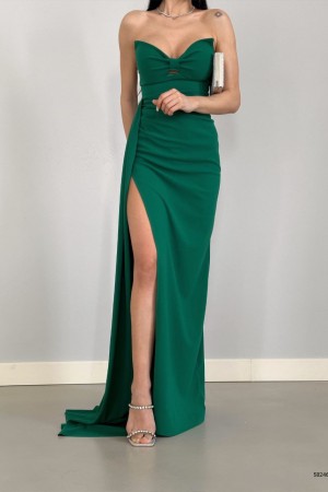 155447 TOPTAN YEŞİL ELBİSE