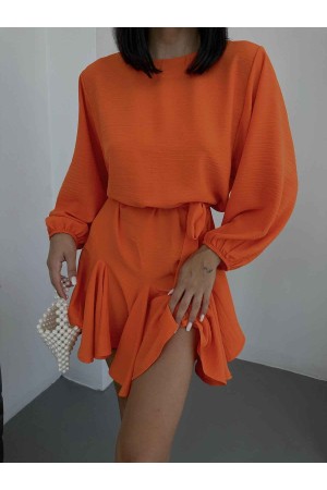 155712 TOPTAN TURUNCU ELBİSE