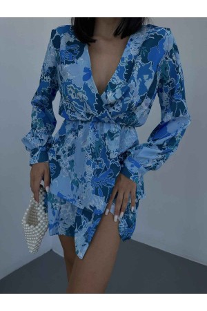 155716 TOPTAN ÇİÇEK DESENLİ ELBİSE