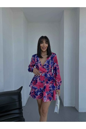 155717 TOPTAN ÇİÇEK DESENLİ ELBİSE