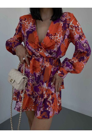 155718 TOPTAN ÇİÇEK DESENLİ ELBİSE