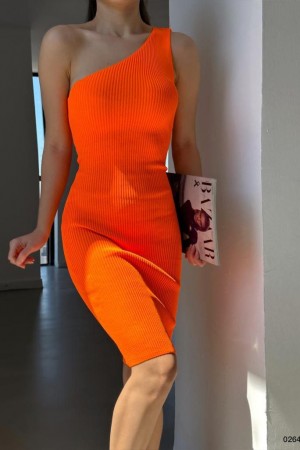 155923 TOPTAN TURUNCU ELBİSE