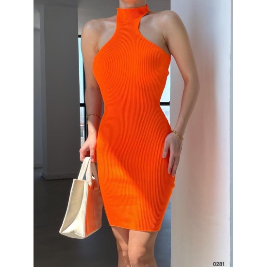 156775 TOPTAN TURUNCU ELBİSE