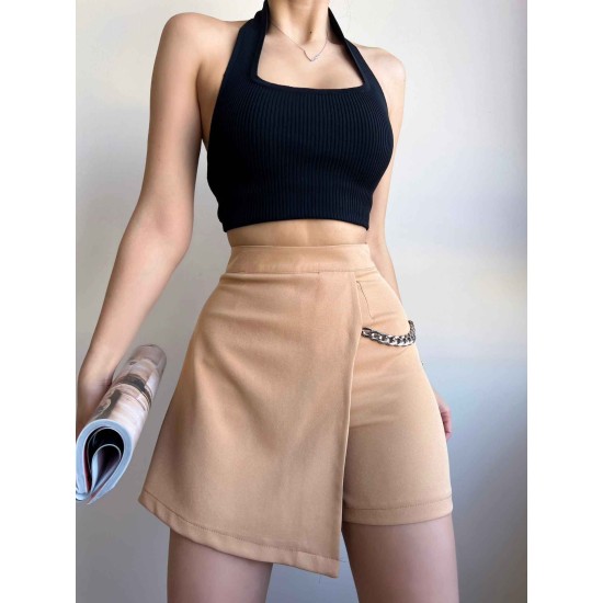 157319 camel SHORT SKIRT
