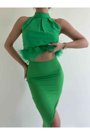 157338 TOPTAN YEŞİL ETEK