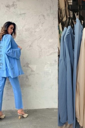 157340 TOPTAN MAVİ PANTOLON TAKIM