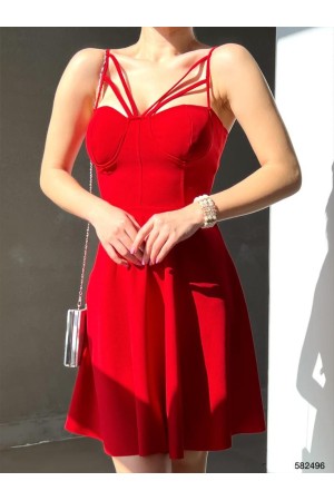 157560 TOPTAN KIRMIZI ELBİSE