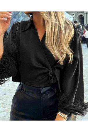 159744 TOPTAN SİYAH GÖMLEK