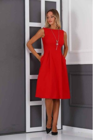 159821 TOPTAN KIRMIZI ELBİSE