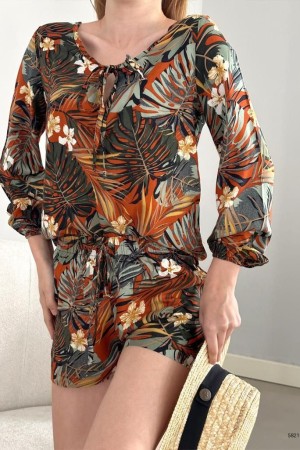 160107 patterned Shorts suit