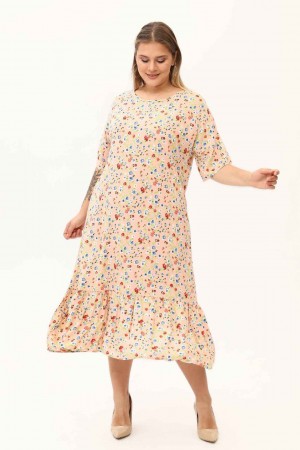 171401 TOPTAN DESENLİ ELBİSE