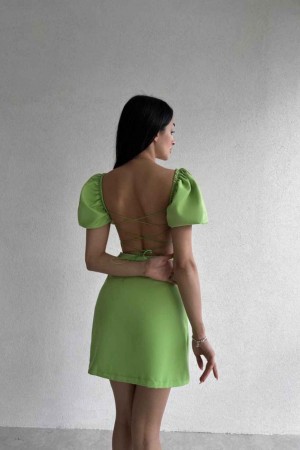 171527 TOPTAN FISTIK YEŞİLİ ELBİSE