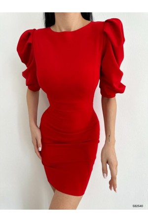 172303 TOPTAN KIRMIZI ELBİSE