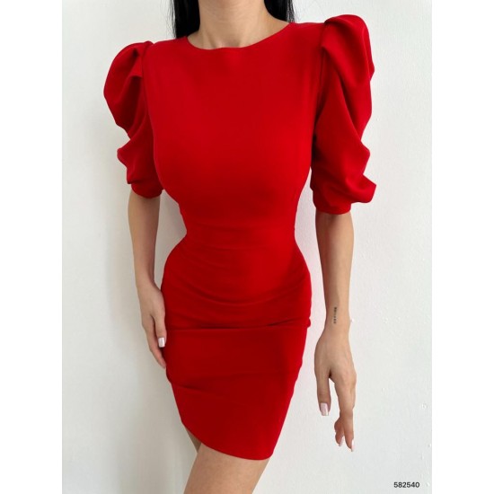 172303 TOPTAN KIRMIZI ELBİSE