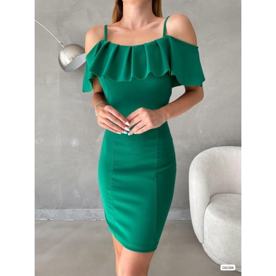 172308 TOPTAN YEŞİL ELBİSE