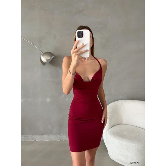 172835 TOPTAN BORDO ELBİSE