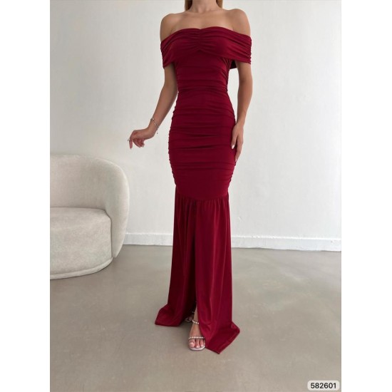 173006 burgundy Evening dress