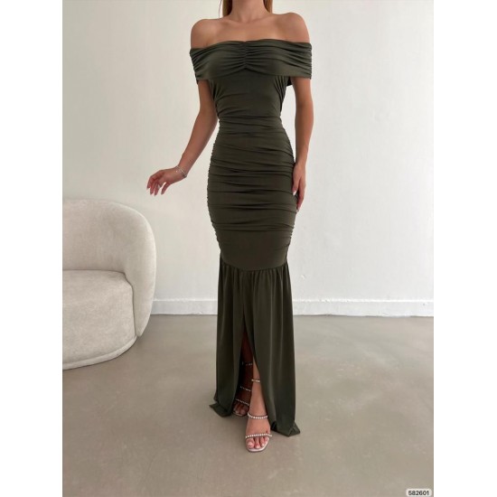 173008 khaki Evening dress