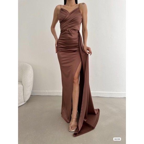 173032 coffee Evening dress