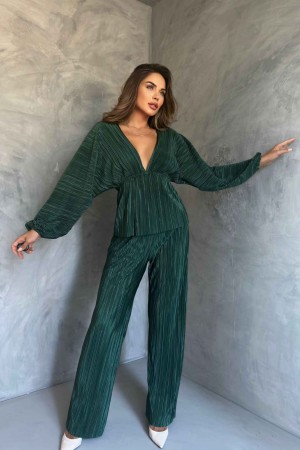 174298 TOPTAN YEŞİL PANTOLON TAKIM