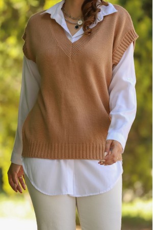 174777 TOPTAN CAMEL SÜVETER