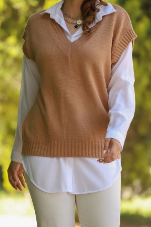 174777 TOPTAN CAMEL SÜVETER