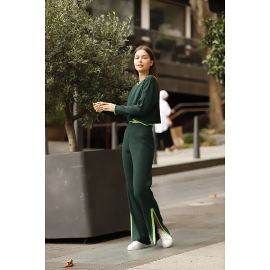 175186 TOPTAN ZÜMRÜT YEŞİL PANTOLON TAKIM