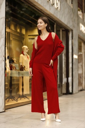 175197 TOPTAN KIRMIZI PANTOLON TAKIM