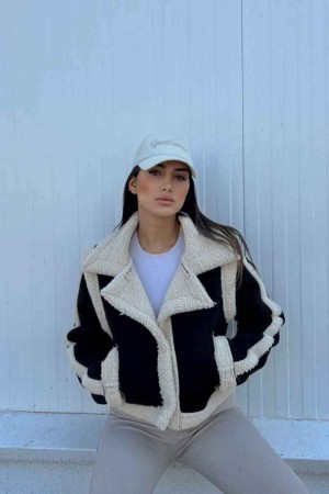 176013 TOPTAN SİYAH BEYAZ KABAN