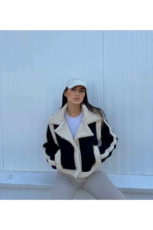 176013 TOPTAN SİYAH BEYAZ KABAN