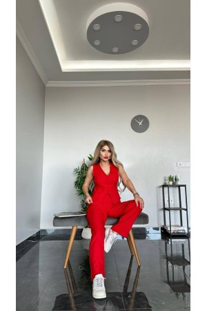 176119 TOPTAN KIRMIZI PANTOLON TAKIM