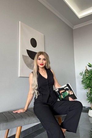 176121 TOPTAN SİYAH PANTOLON TAKIM