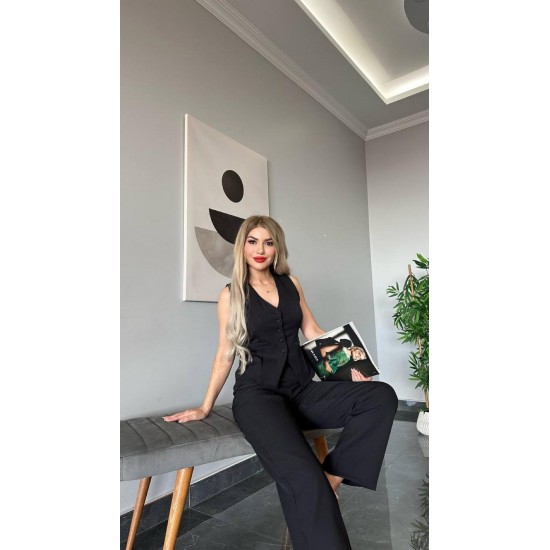 176121 TOPTAN SİYAH PANTOLON TAKIM