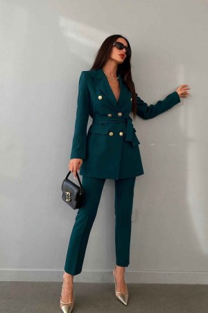 177246 TOPTAN ZÜMRÜT YEŞİL PANTOLON TAKIM