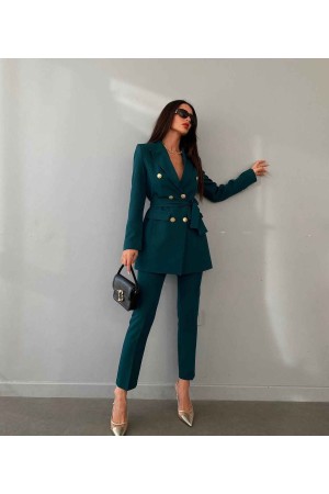 177246 TOPTAN ZÜMRÜT YEŞİL PANTOLON TAKIM