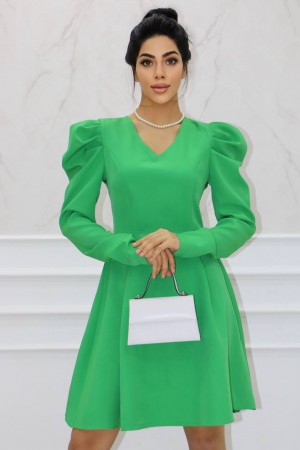 177365 TOPTAN YEŞİL ELBİSE