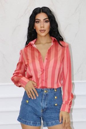 177423 TOPTAN ÇİZGİLİ GÖMLEK