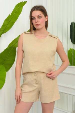 177425 camel Shorts suit