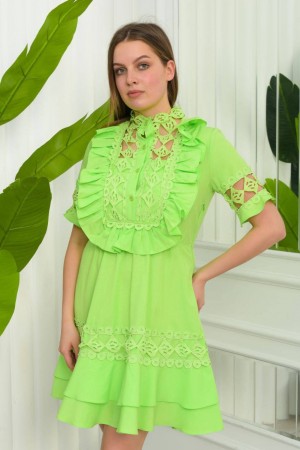 177432 TOPTAN FISTIK YEŞİLİ ELBİSE