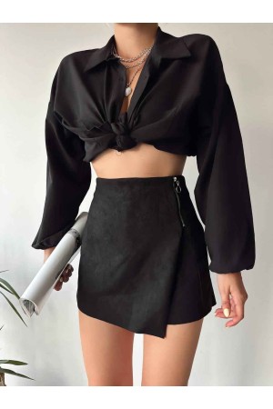 179543 TOPTAN SİYAH ŞORT ETEK