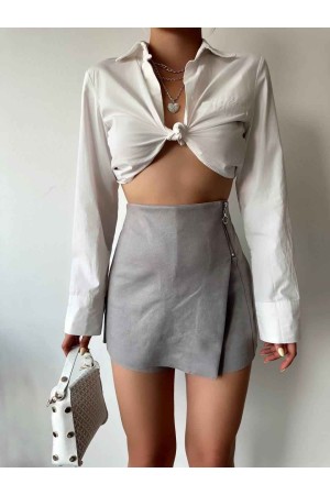 179546 TOPTAN GRİ ŞORT ETEK