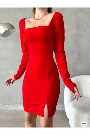 180017 TOPTAN KIRMIZI ELBİSE