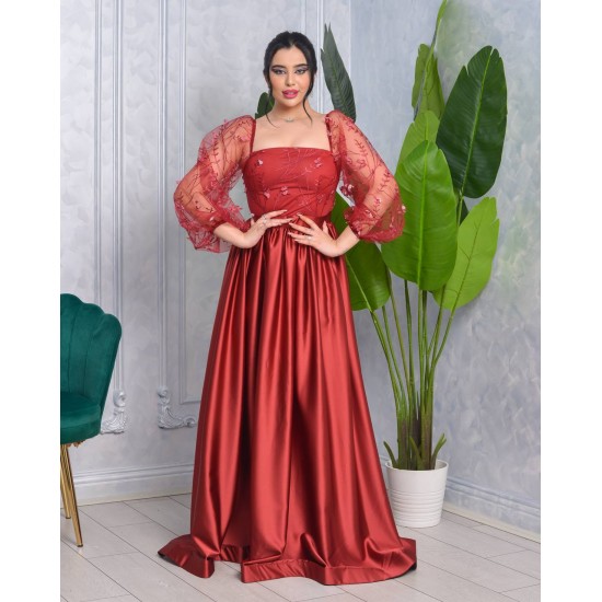 181022 burgundy Evening dress