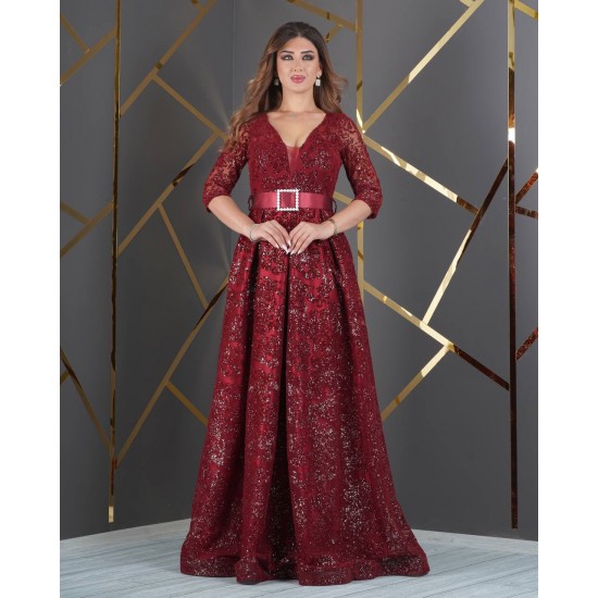 181032 burgundy Evening dress