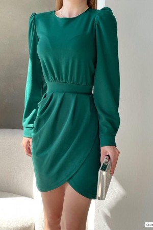 181088 TOPTAN ZÜMRÜT YEŞİL ELBİSE