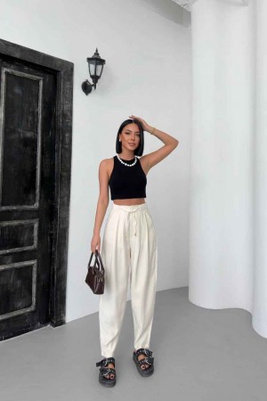 182187 ecru TROUSERS