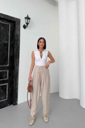 182190 beige TROUSERS