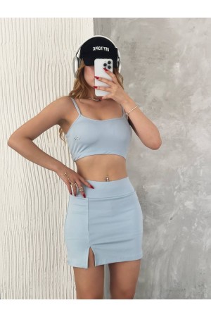 182439 TOPTAN BEBE MAVİ ETEK TAKIM