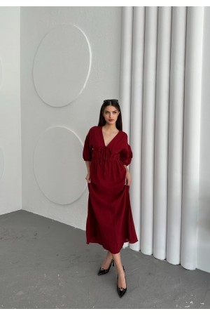 182459 TOPTAN BORDO ELBİSE