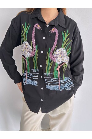 182474 TOPTAN SİYAH GÖMLEK